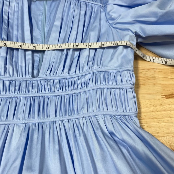 AJE NWOT Fallingwater Gathered Midi Dress Blue Size 8 (US 4) Tiered Pleated Puff - Picture 9 of 13